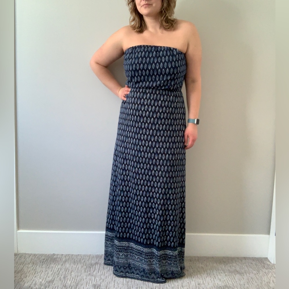 Strapless Tube Maxi Navy Dress XL